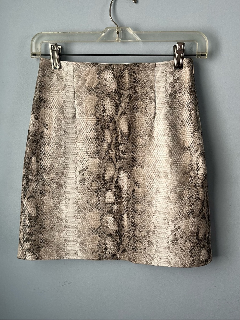 Dynamite Snake-Print Faux Leather Structured Mini Skirt Pleather Size XXS